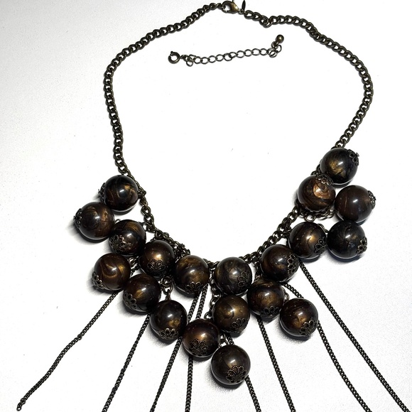 Burnished brass estate necklace - Picture 1 of 8